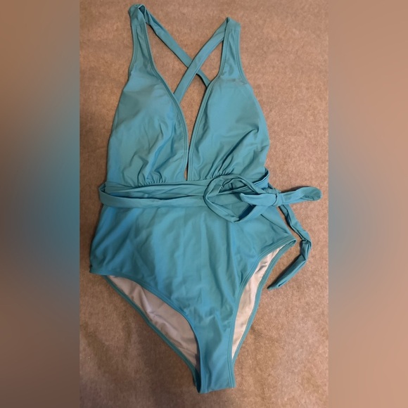 Cupshe Other - NWT CUPSHE One Piece Swimsuit Deep V Neck Crisscross Back Dodger Blue size M
